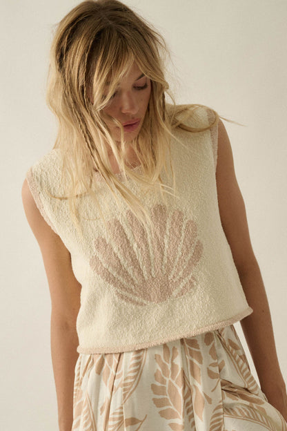 Shell Yeah Textured Jacquard-Knit Sweater Tank Top