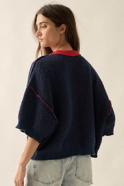 Anchors Up Jacquard-Knit Short-Sleeve Sweater