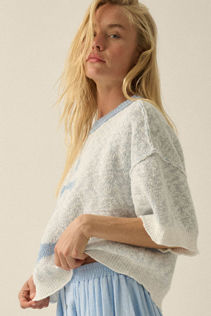 Anchors Up Jacquard-Knit Short-Sleeve Sweater