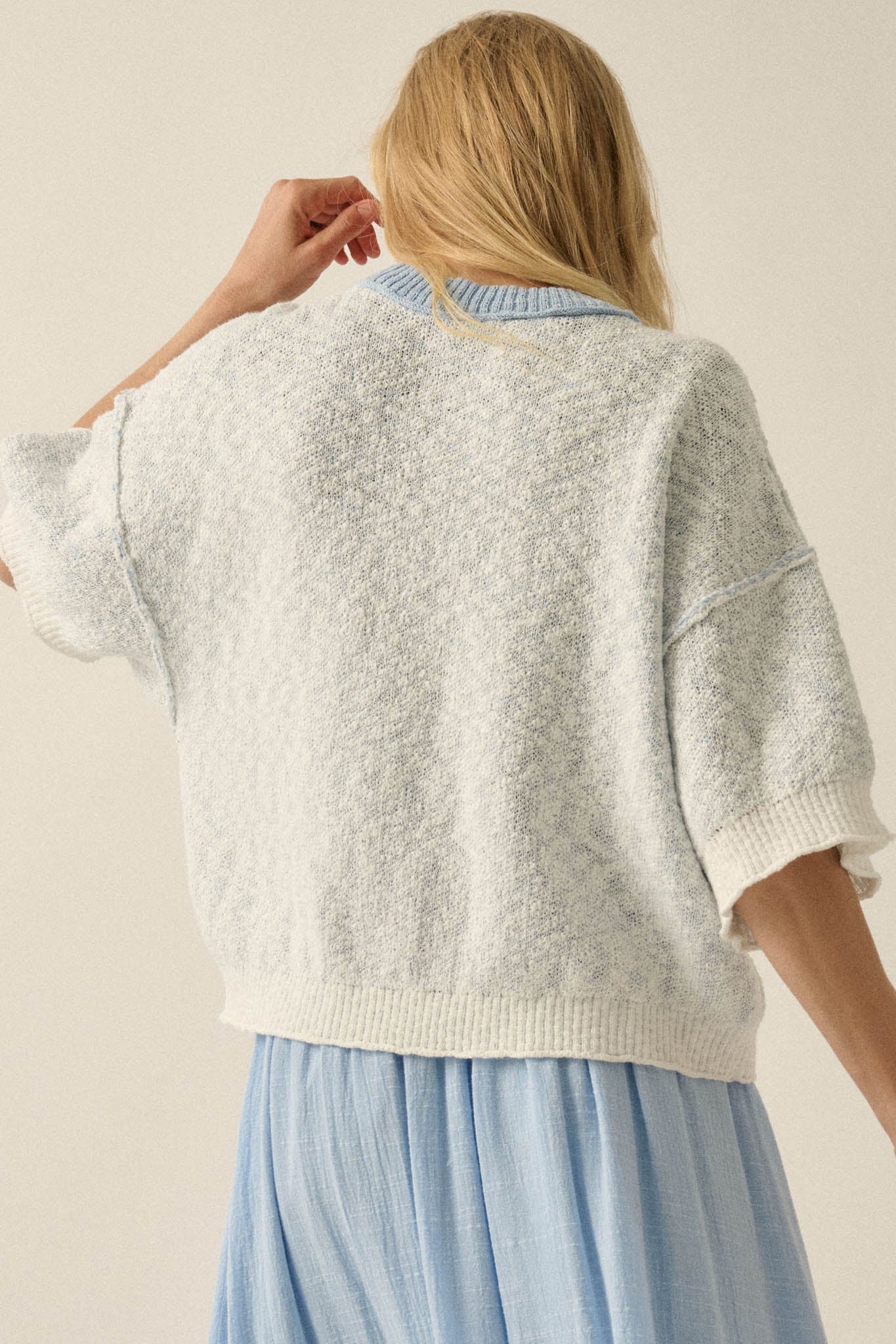 Anchors Up Jacquard-Knit Short-Sleeve Sweater