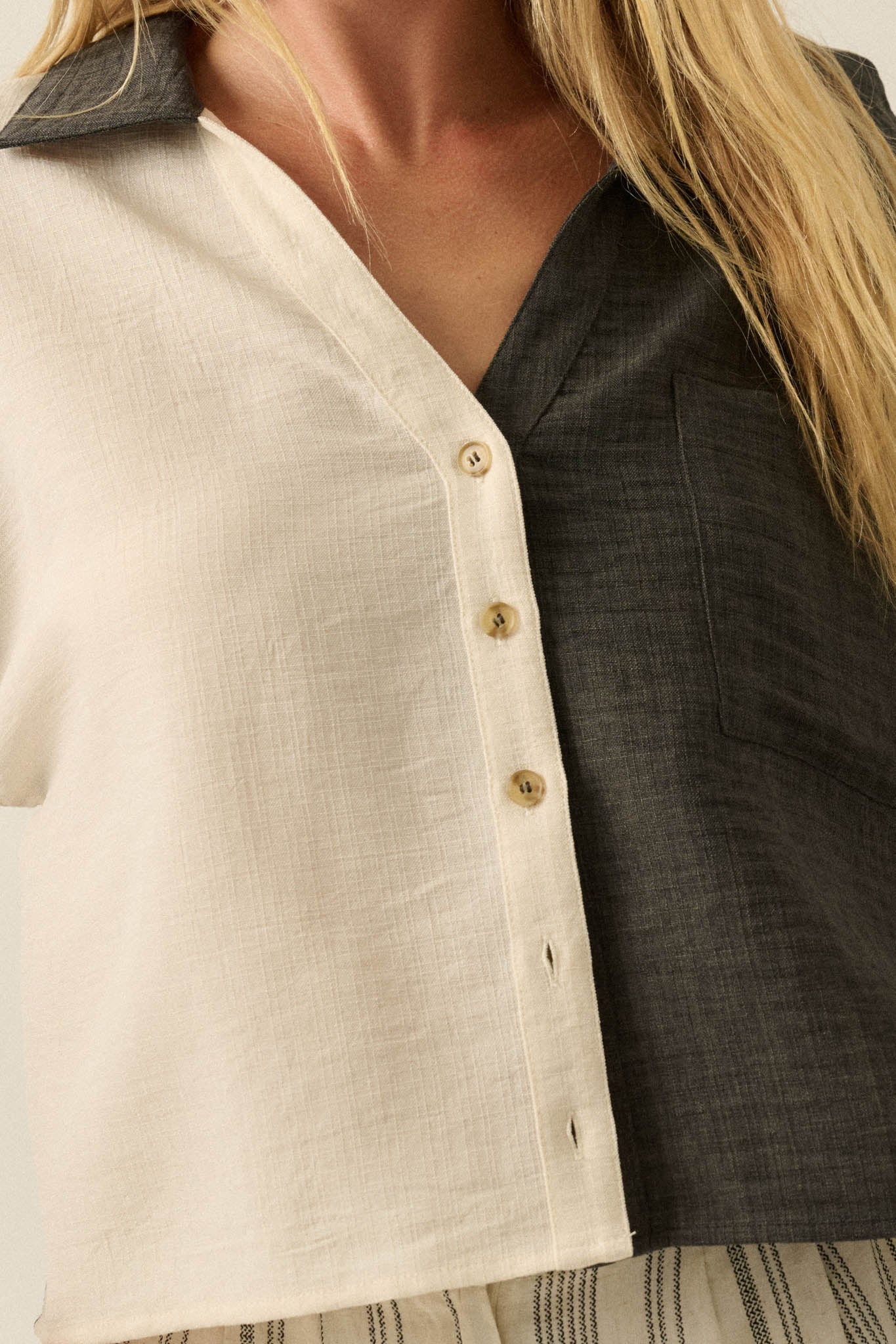 Double Talk Colorblock Short-Sleeve Pocket Shirt