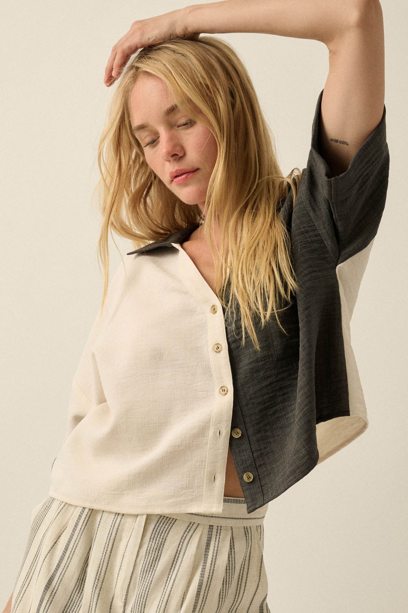 Double Talk Colorblock Short-Sleeve Pocket Shirt