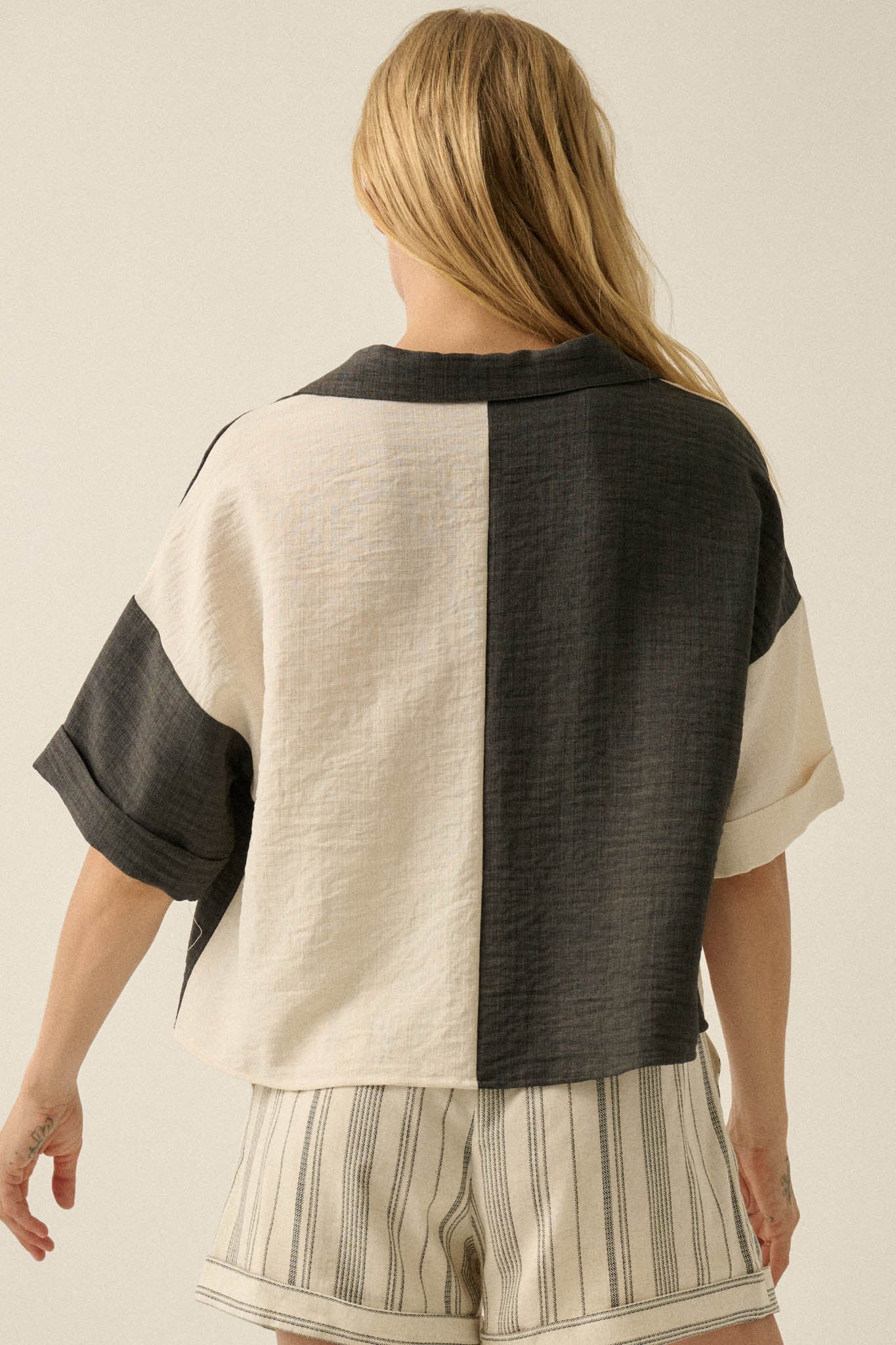 Double Talk Colorblock Short-Sleeve Pocket Shirt