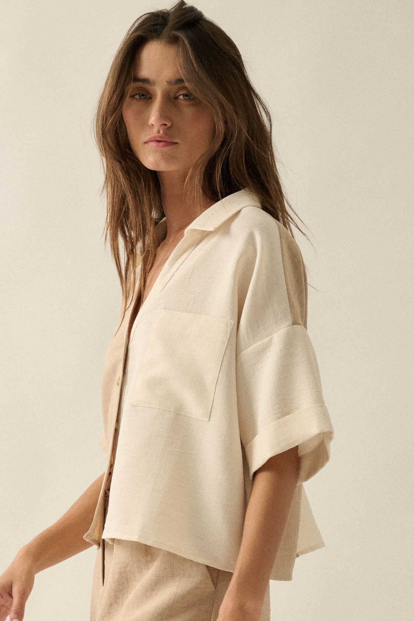 Double Talk Colorblock Short-Sleeve Pocket Shirt
