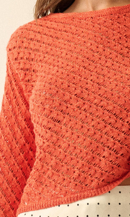 Always Forever Crochet-Knit Cropped Sweater