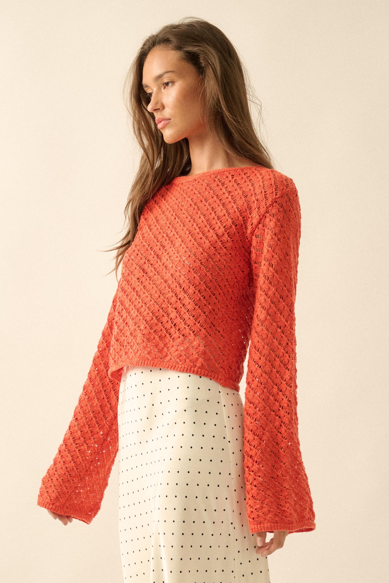 Always Forever Crochet-Knit Cropped Sweater