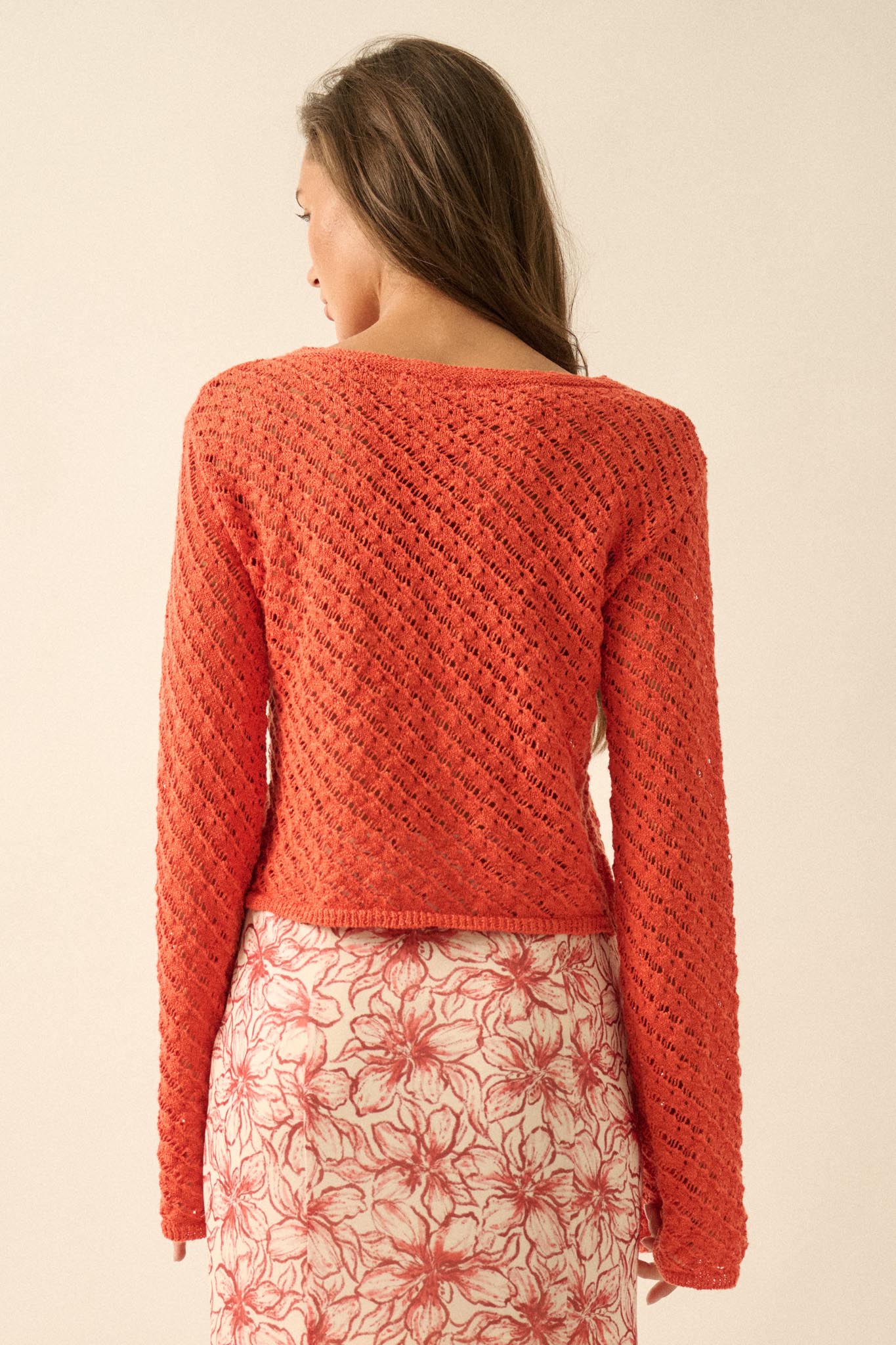 Always Forever Crochet-Knit Cropped Sweater