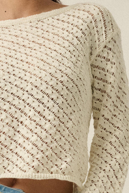 Always Forever Crochet-Knit Cropped Sweater