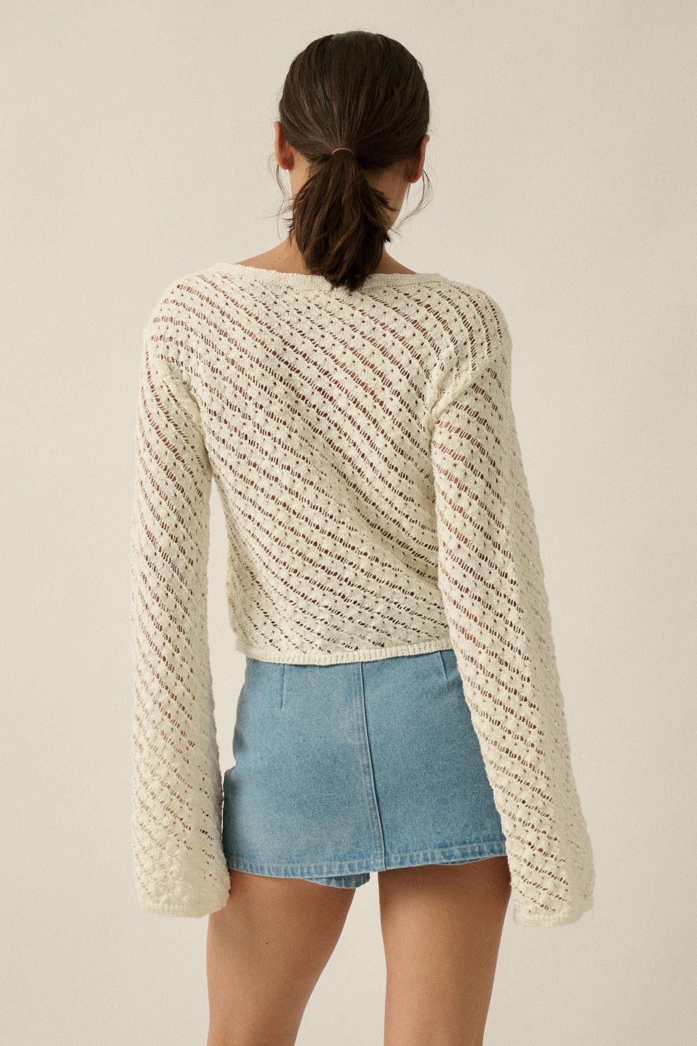 Always Forever Crochet-Knit Cropped Sweater