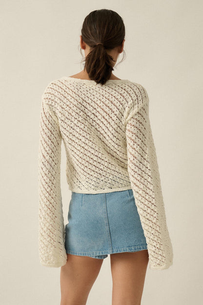 Always Forever Crochet-Knit Cropped Sweater