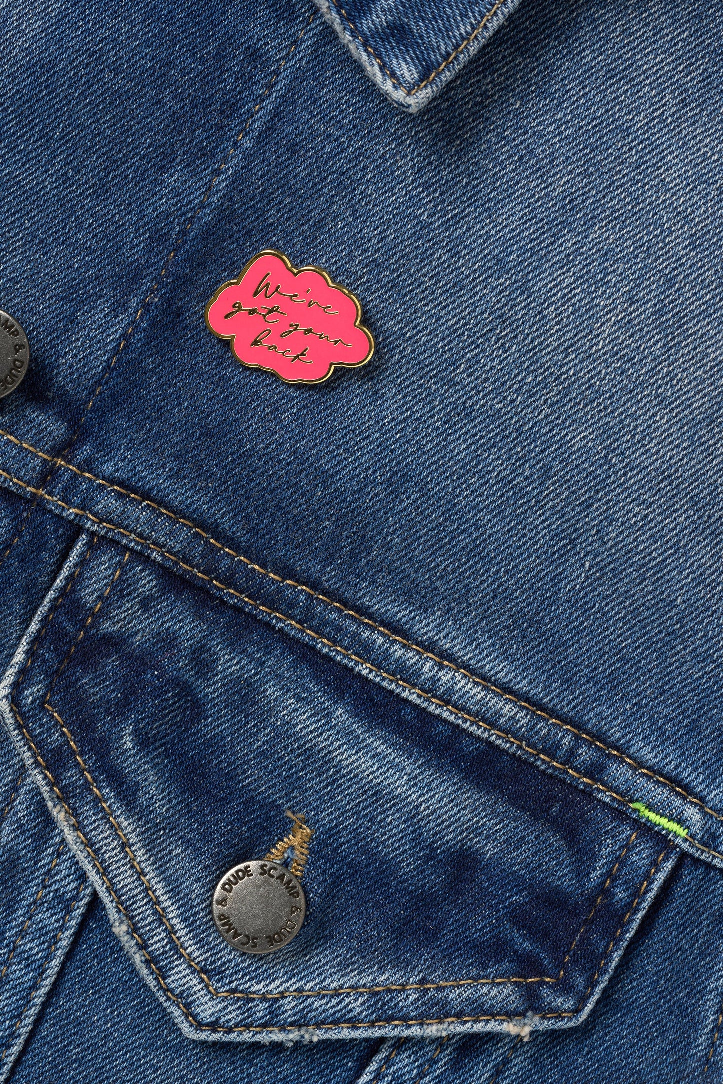 Coral We've Got Your Back Pin Badge