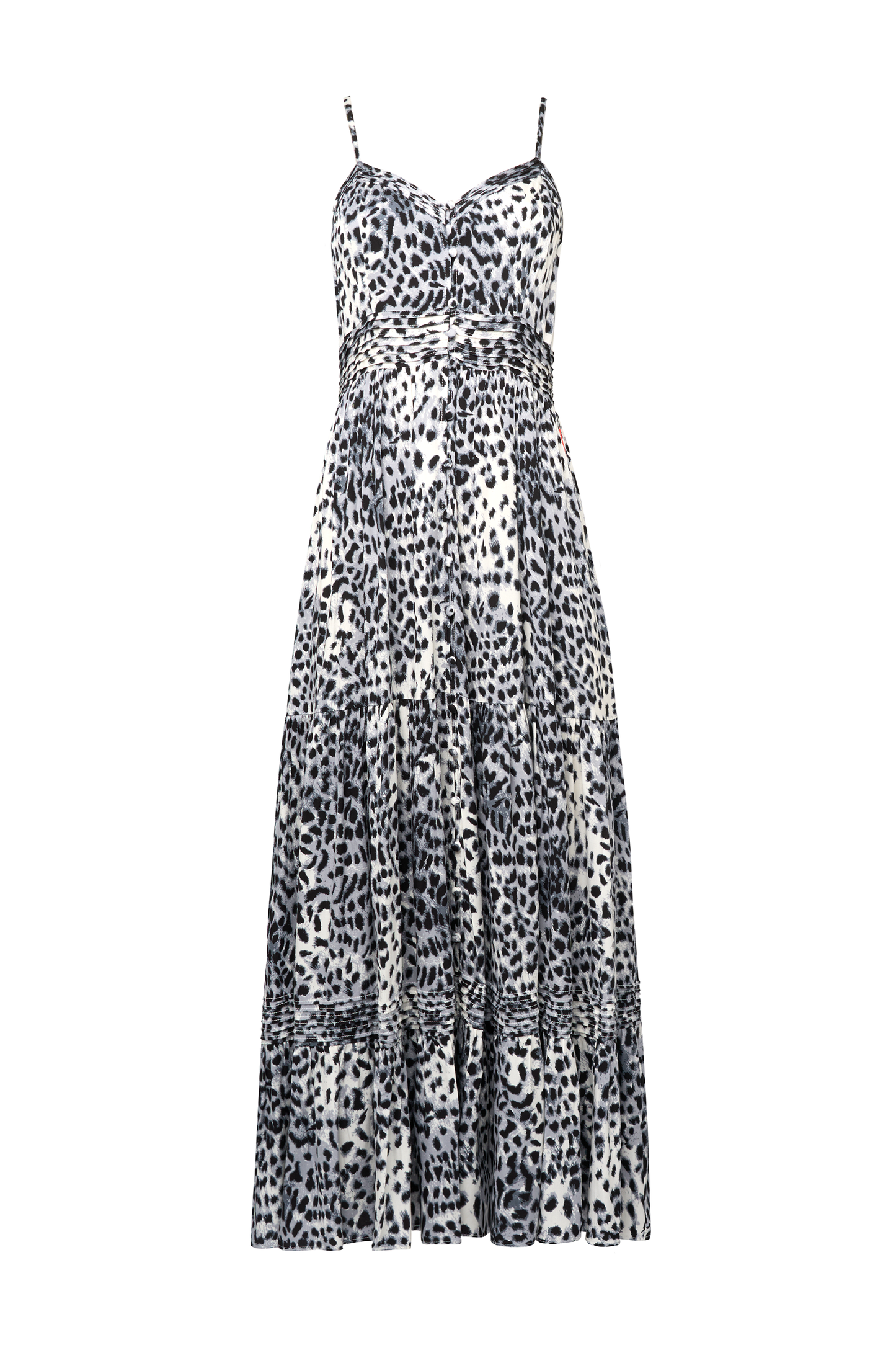 Grey with Black Cheetah Pintuck Midi Sundress