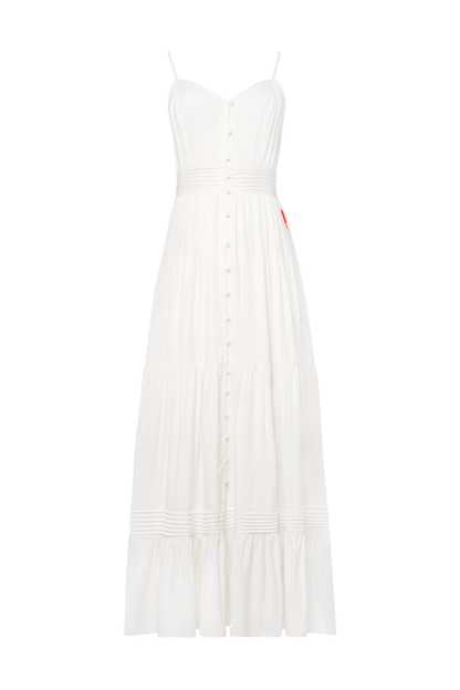 White Pintuck Midi Sundress