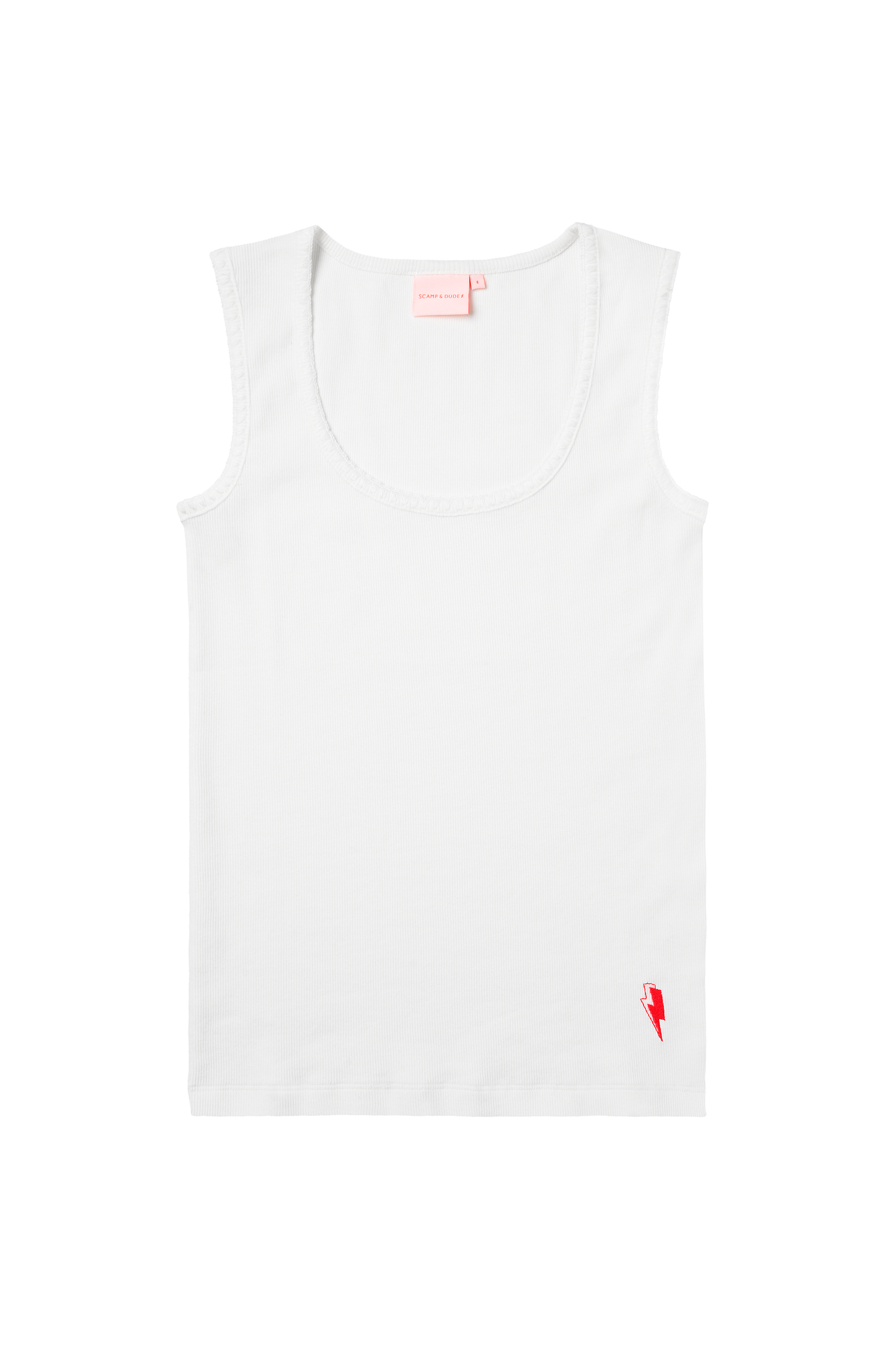 White Jersey Stitch Detail Vest Top