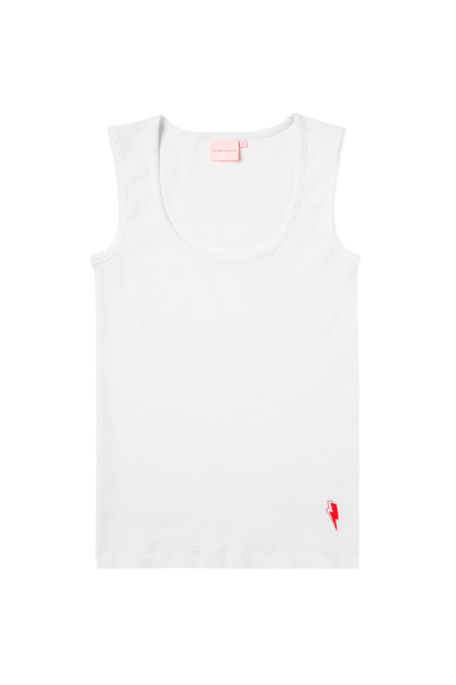 White Jersey Stitch Detail Vest Top