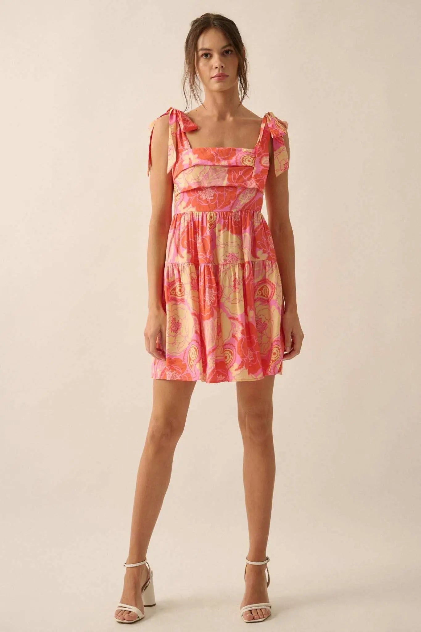 Sherbet Sunday Floral Paisley Tiered Mini Sundress
