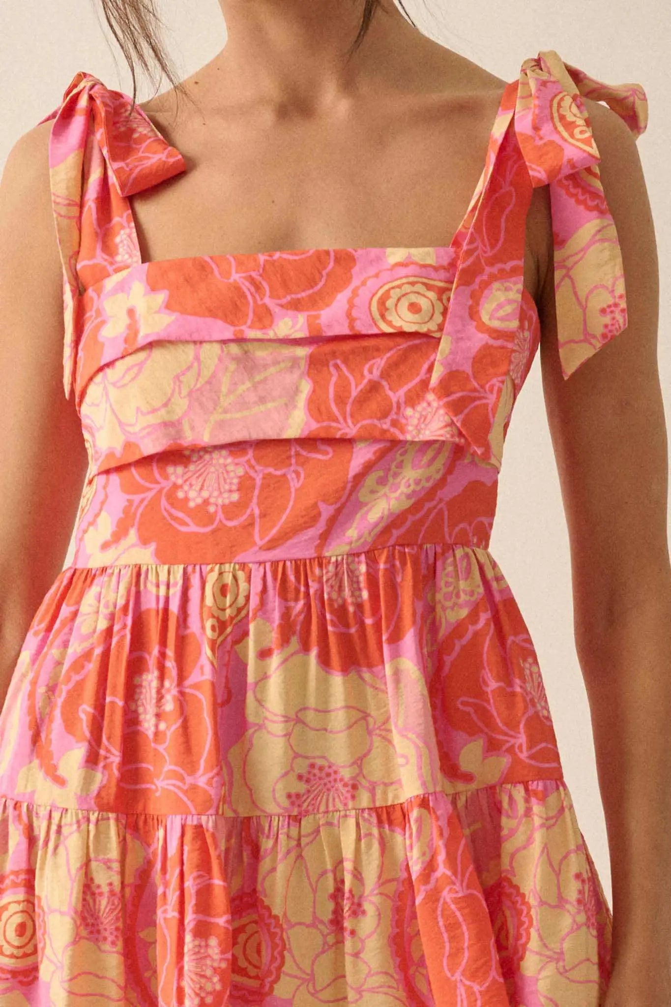Sherbet Sunday Floral Paisley Tiered Mini Sundress