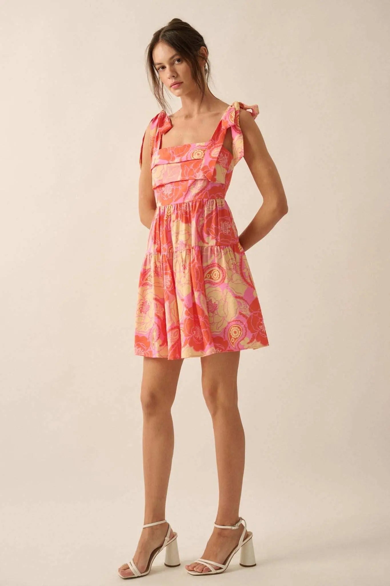 Sherbet Sunday Floral Paisley Tiered Mini Sundress