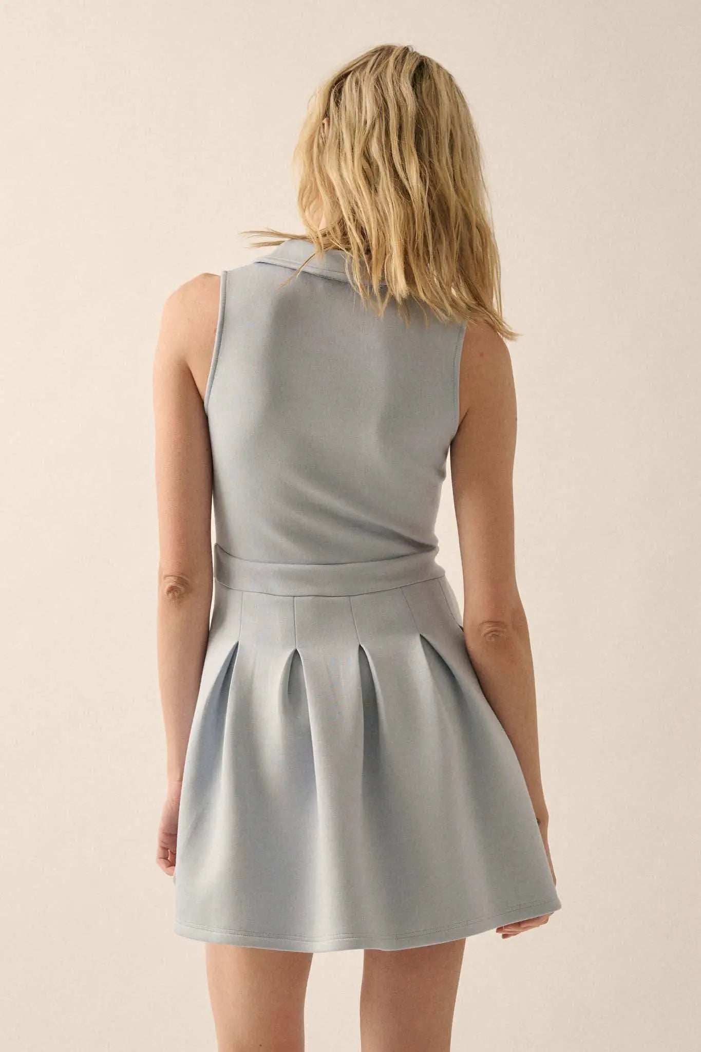 Premium Scuba Half-Zip Pleated Mini Tennis Dress