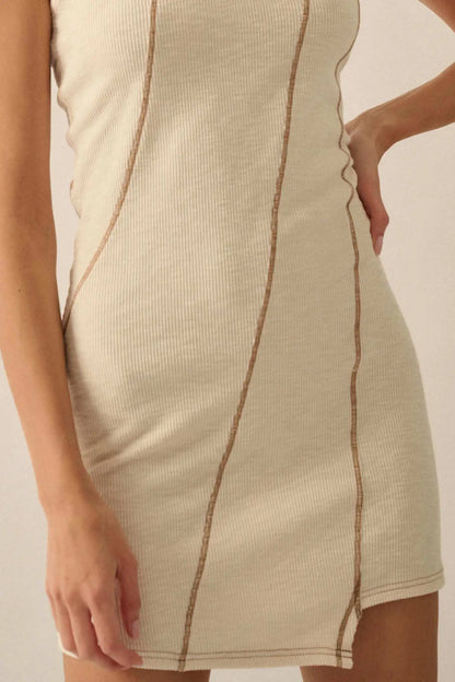 Sew What Exposed-Seam Rib-Knit Tank Mini Dress