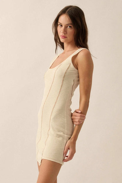 Sew What Exposed-Seam Rib-Knit Tank Mini Dress