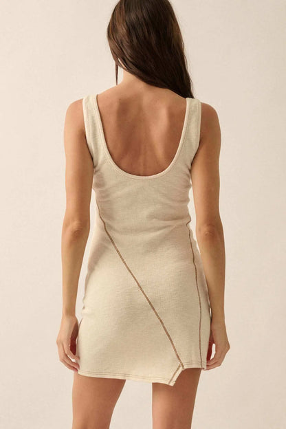 Sew What Exposed-Seam Rib-Knit Tank Mini Dress