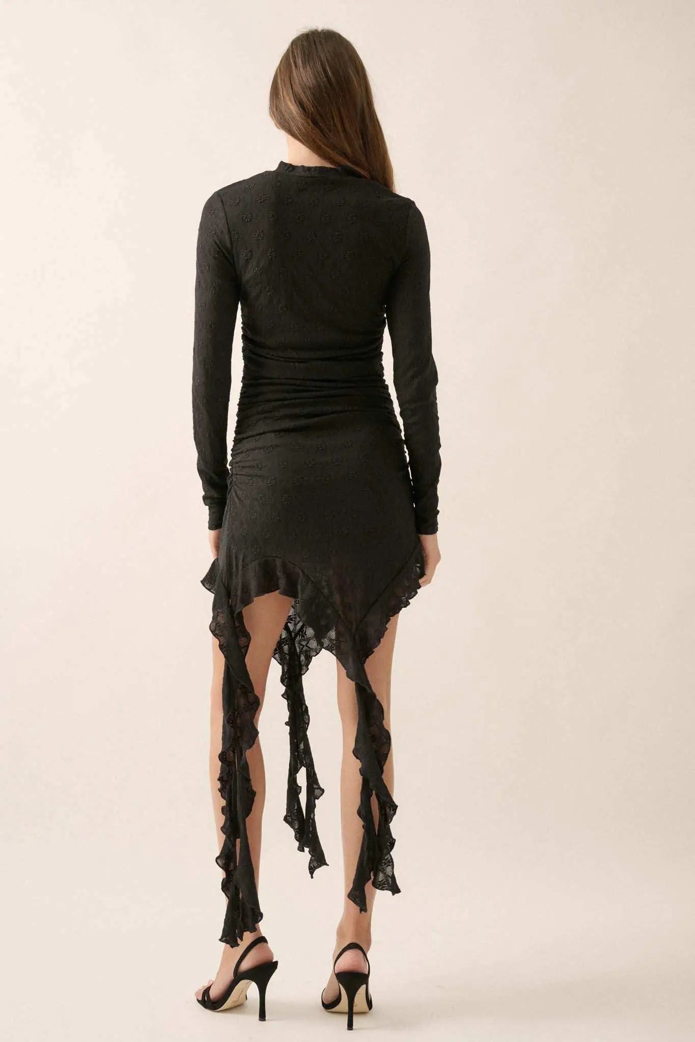 Dainty Doll Floral Lace Asymmetrical Mini Dress