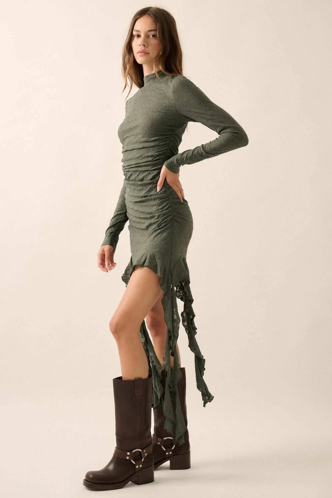 Dainty Doll Floral Lace Asymmetrical Mini Dress