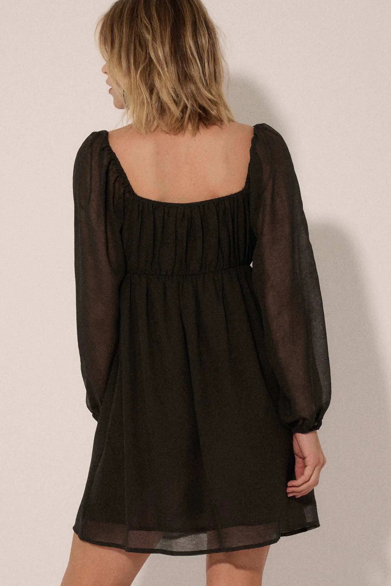 Isn't It Romantic Chiffon Rose-Bodice Mini Dress
