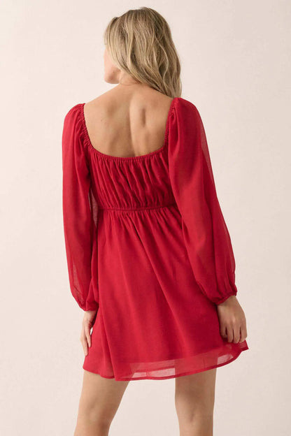 Isn't It Romantic Chiffon Rose-Bodice Mini Dress