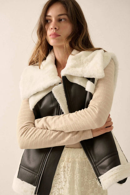 Ride the Wind Vegan Leather Faux Fur-Trimmed Vest