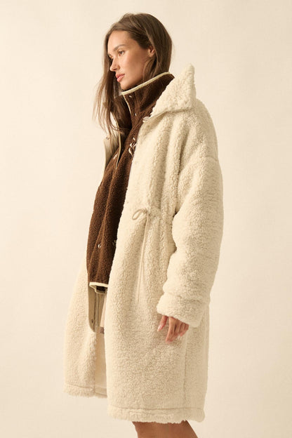 Cuddle Closer Sherpa Fleece Drawstring Coat