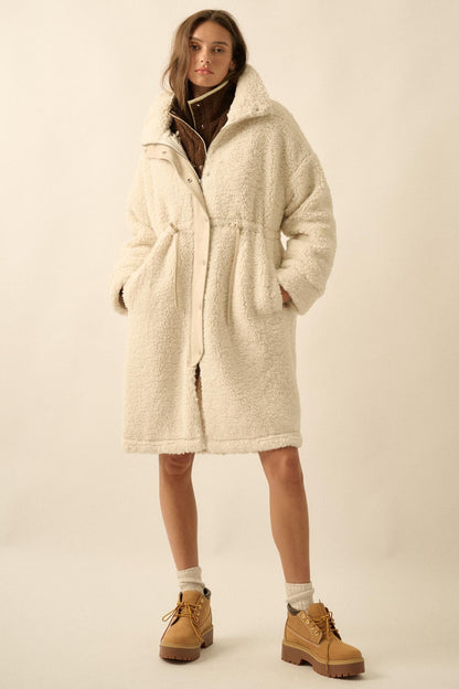 Cuddle Closer Sherpa Fleece Drawstring Coat