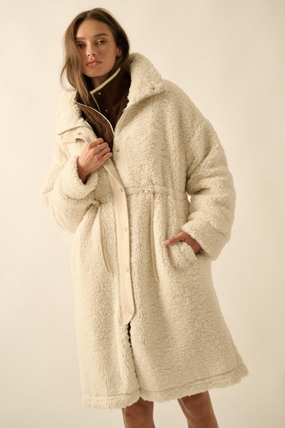 Cuddle Closer Sherpa Fleece Drawstring Coat