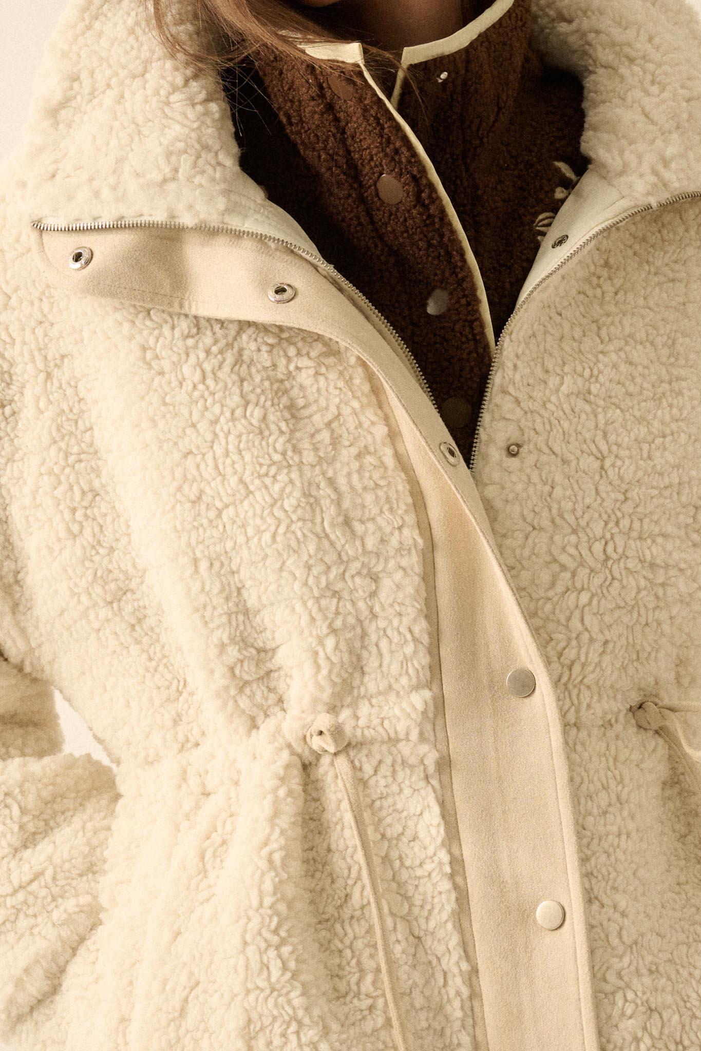 Cuddle Closer Sherpa Fleece Drawstring Coat