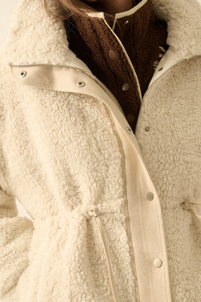 Cuddle Closer Sherpa Fleece Drawstring Coat