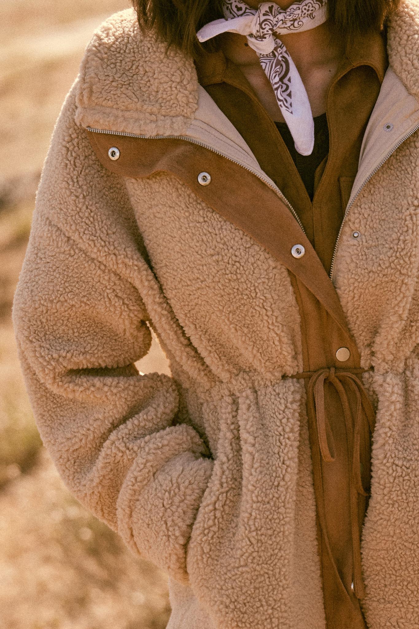 Cuddle Closer Sherpa Fleece Drawstring Coat