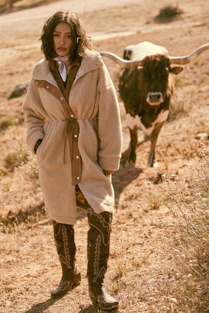 Cuddle Closer Sherpa Fleece Drawstring Coat