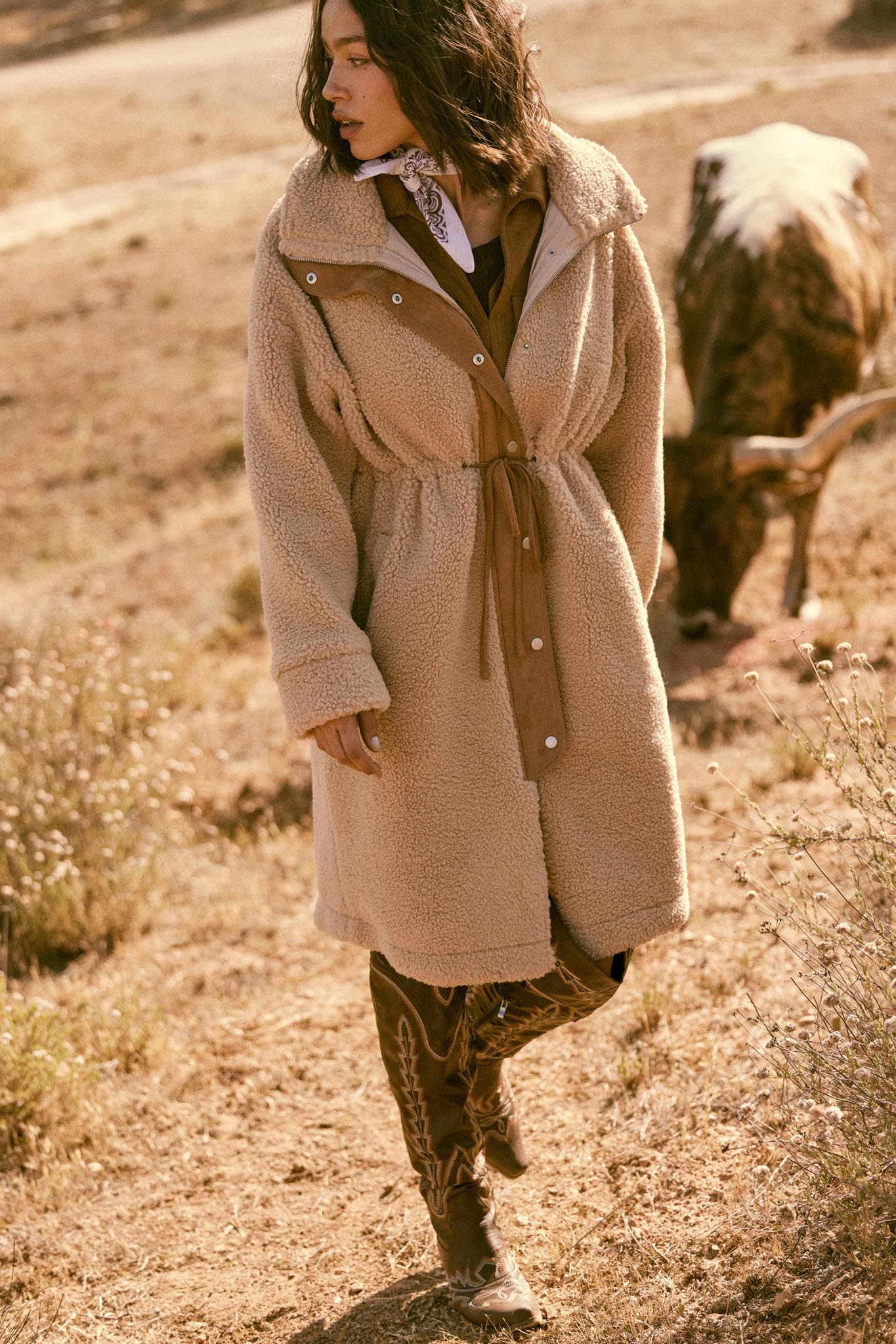 Cuddle Closer Sherpa Fleece Drawstring Coat