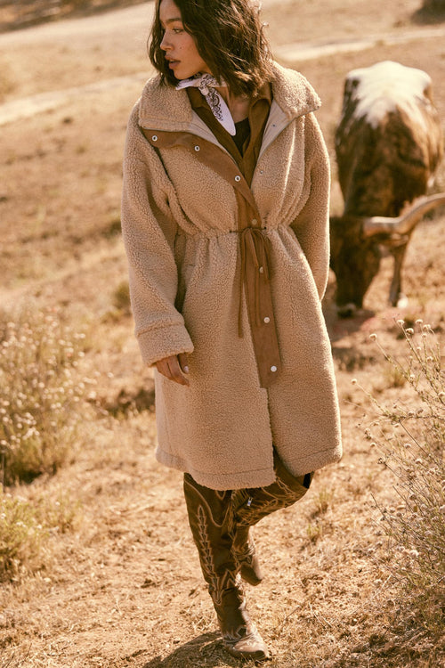 Cuddle Closer Sherpa Fleece Drawstring Coat
