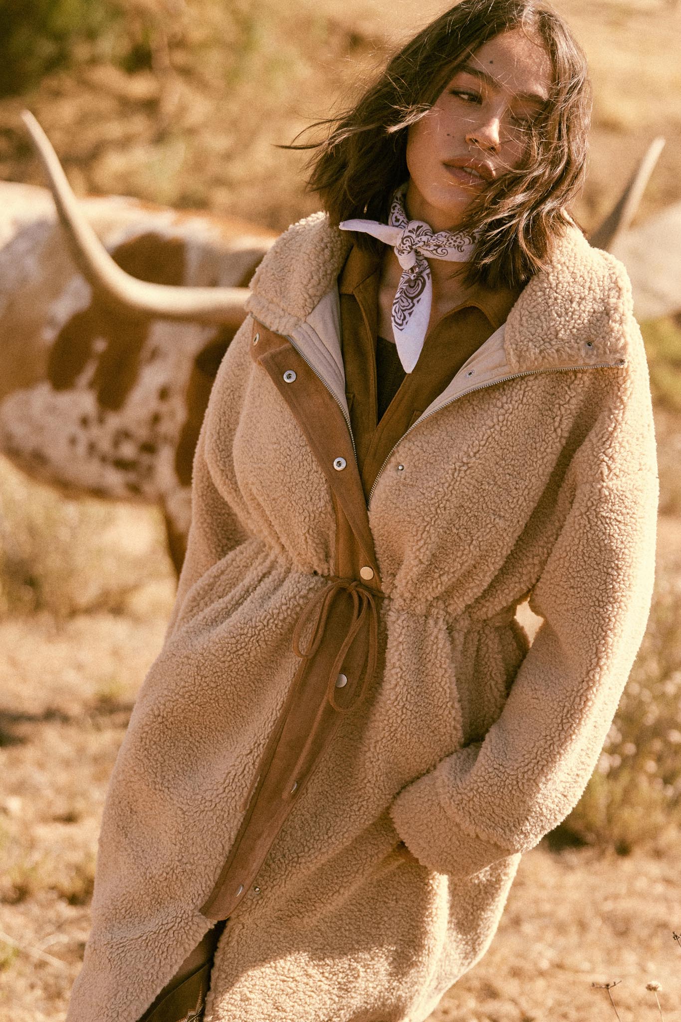 Cuddle Closer Sherpa Fleece Drawstring Coat