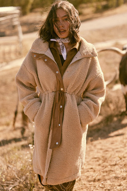Cuddle Closer Sherpa Fleece Drawstring Coat