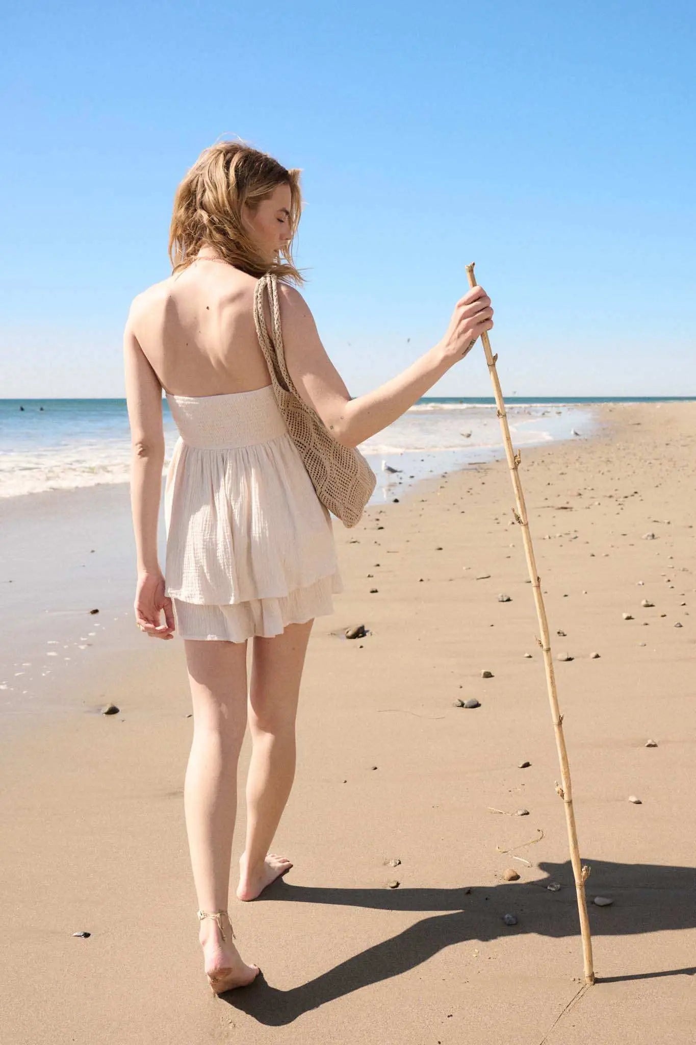 Lace Yourself Crochet-Trim Crinkle Cotton Romper