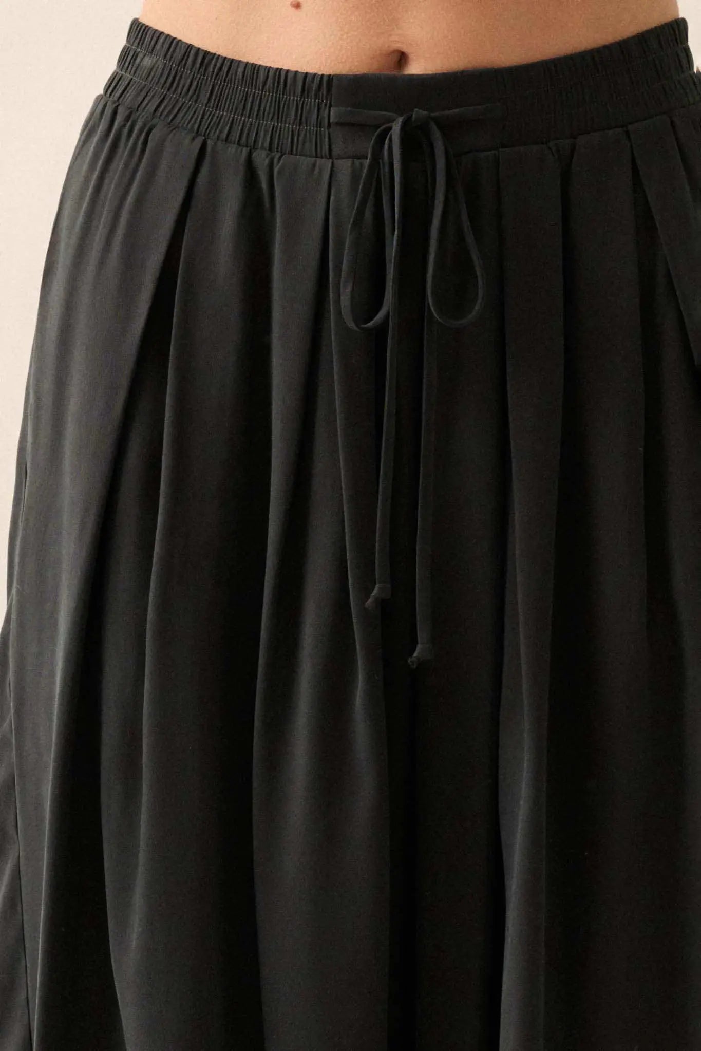 Loosely Translated Pleated Wide-Leg Harem Pants
