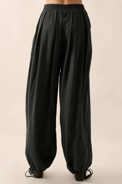 Loosely Translated Pleated Wide-Leg Harem Pants