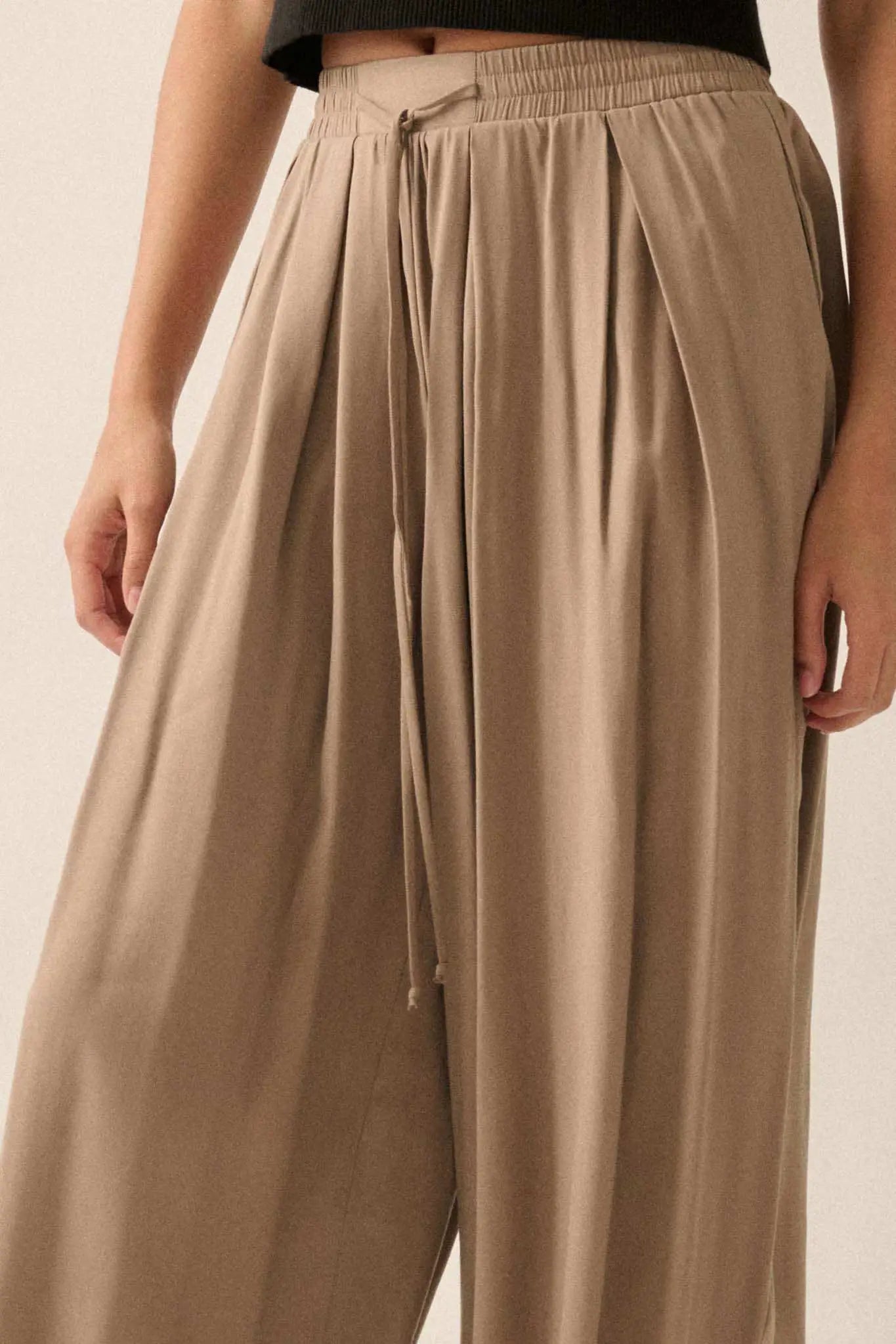 Loosely Translated Pleated Wide-Leg Harem Pants