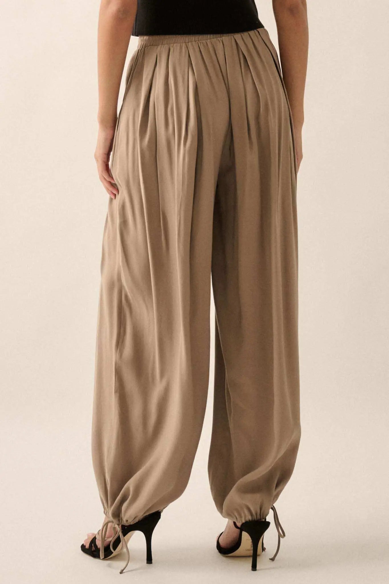 Loosely Translated Pleated Wide-Leg Harem Pants