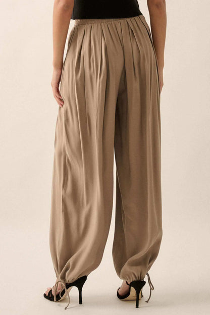 Loosely Translated Pleated Wide-Leg Harem Pants