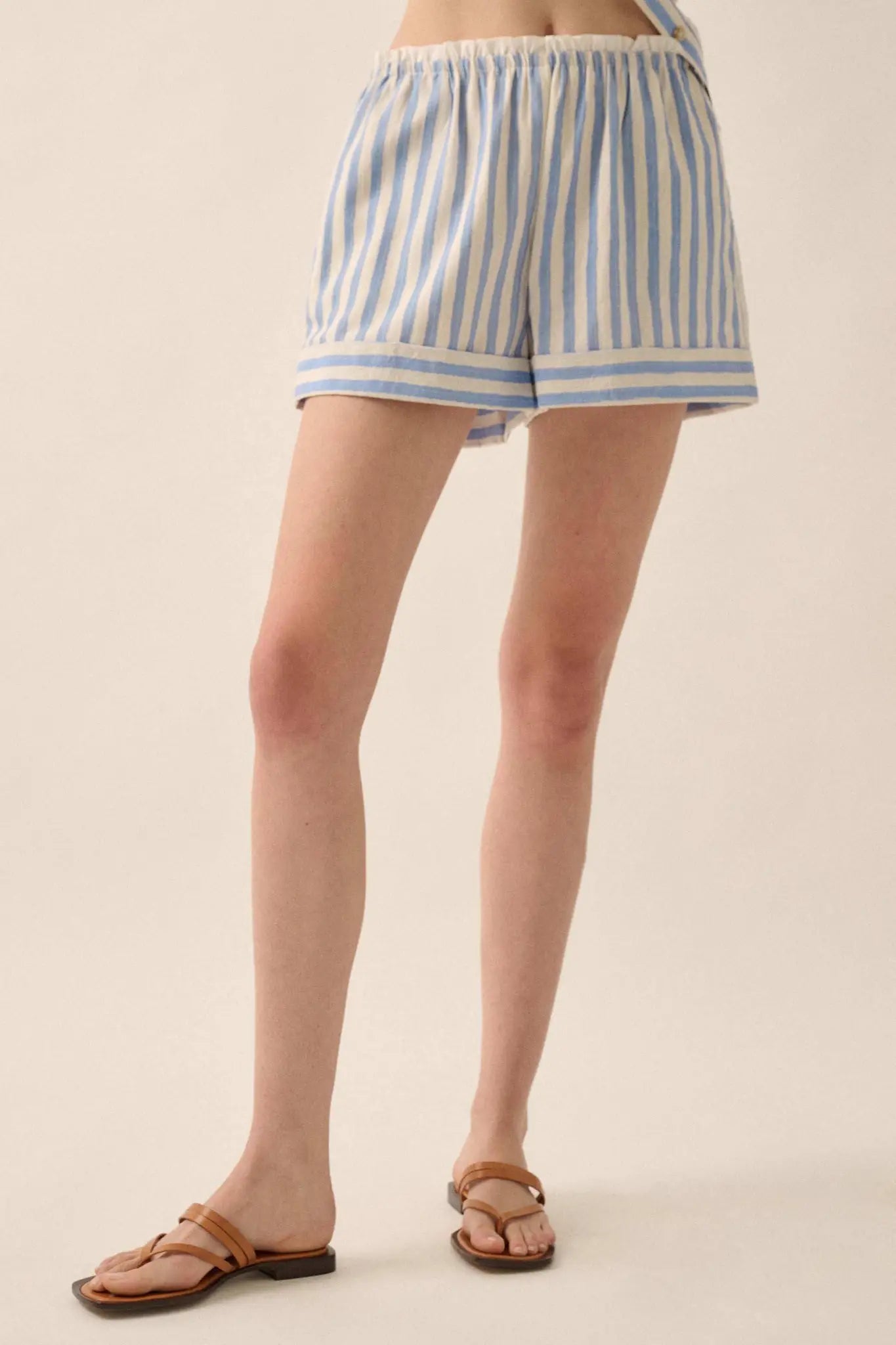 Pajama Rama Striped Paperbag-Waist Cuffed Shorts
