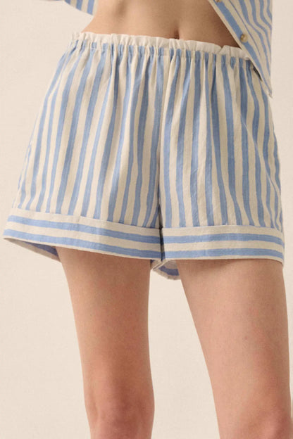 Pajama Rama Striped Paperbag-Waist Cuffed Shorts